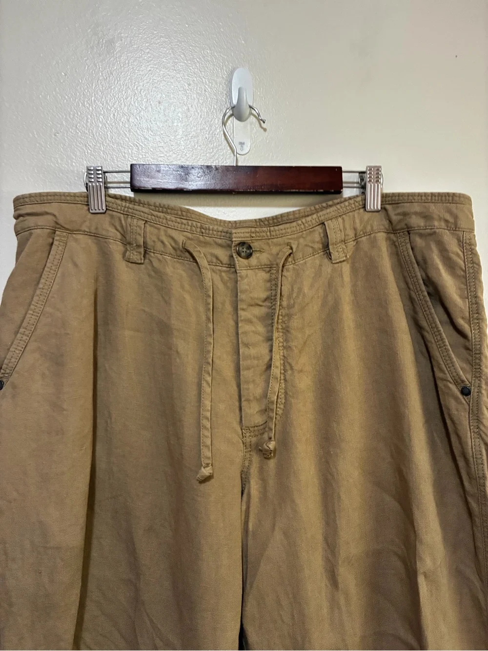 Murano Baird McNutt Irish Linen Men's Drawstring Chino Pants Khaki Brown
